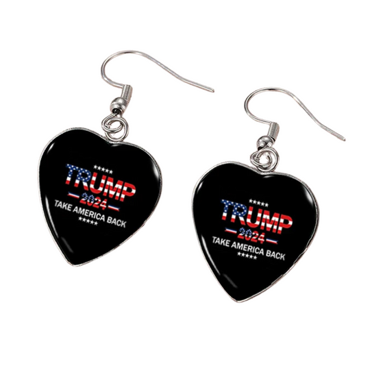 Donald Trump - Take America Back Heart Shaped Earrings