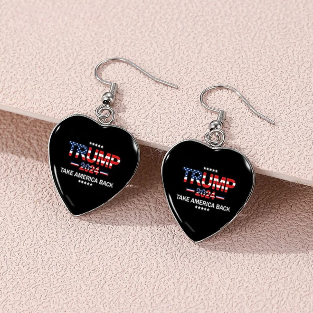 Donald Trump - Take America Back Heart Shaped Earrings