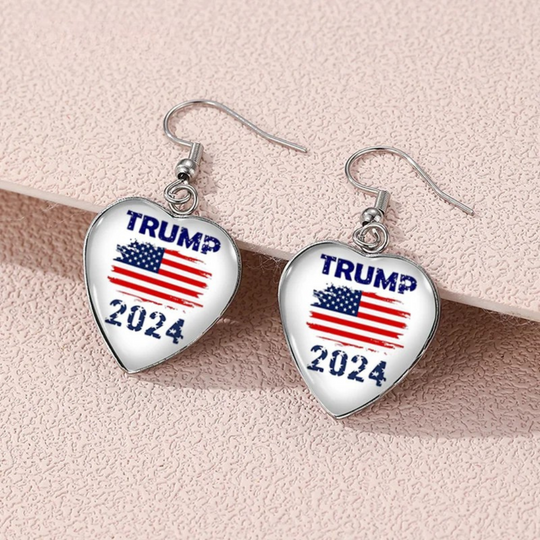 Donald Trump - Take America Back Heart Shaped Earrings